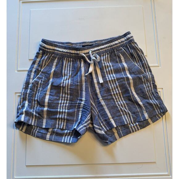 Nautica Pants - NAUTICA Women's Blue Shorts Size S Small Striped Linen Boho Pockets